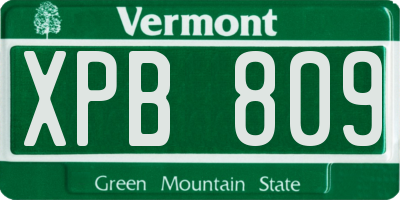 VT license plate XPB809