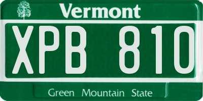 VT license plate XPB810