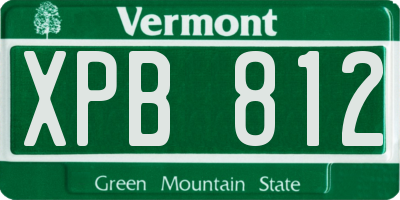 VT license plate XPB812