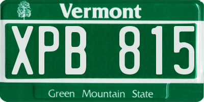 VT license plate XPB815