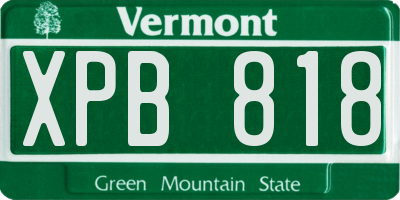 VT license plate XPB818
