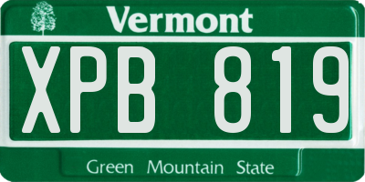 VT license plate XPB819