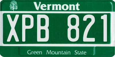 VT license plate XPB821