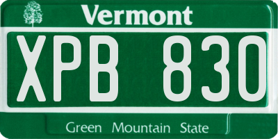 VT license plate XPB830