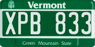 VT license plate XPB833