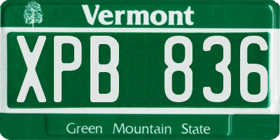 VT license plate XPB836