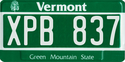 VT license plate XPB837