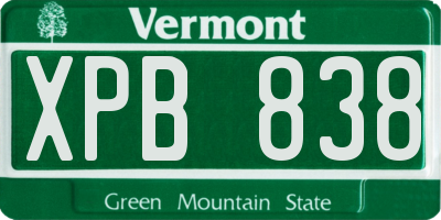 VT license plate XPB838