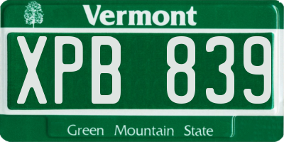 VT license plate XPB839