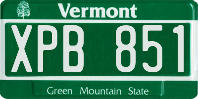 VT license plate XPB851