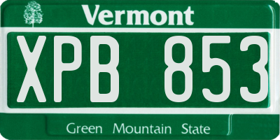 VT license plate XPB853