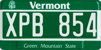VT license plate XPB854
