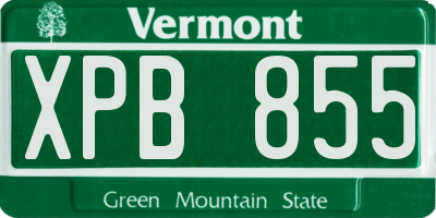 VT license plate XPB855