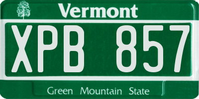 VT license plate XPB857