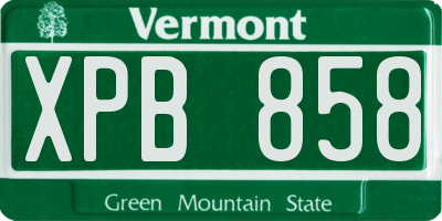 VT license plate XPB858