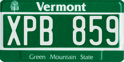 VT license plate XPB859