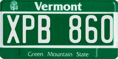 VT license plate XPB860