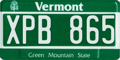 VT license plate XPB865