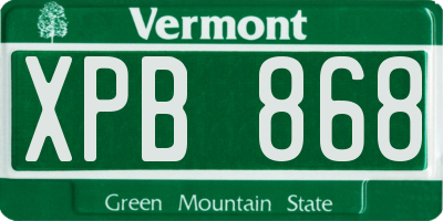 VT license plate XPB868