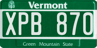 VT license plate XPB870