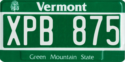 VT license plate XPB875
