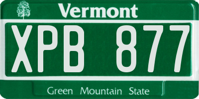 VT license plate XPB877