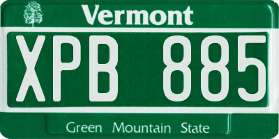 VT license plate XPB885