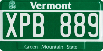 VT license plate XPB889