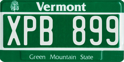 VT license plate XPB899