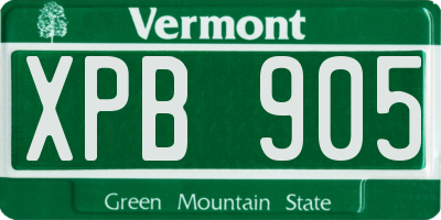 VT license plate XPB905