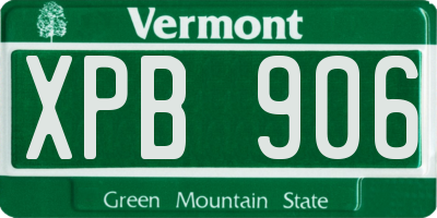 VT license plate XPB906