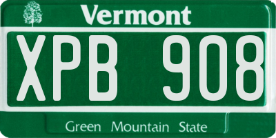 VT license plate XPB908