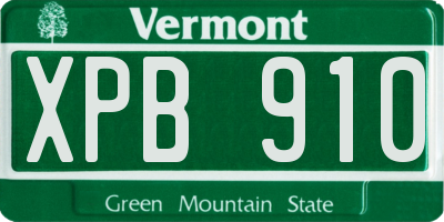 VT license plate XPB910