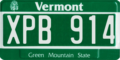 VT license plate XPB914