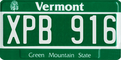 VT license plate XPB916