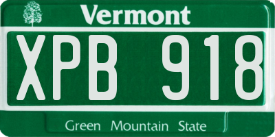 VT license plate XPB918