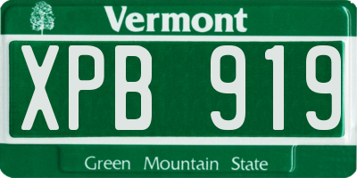 VT license plate XPB919