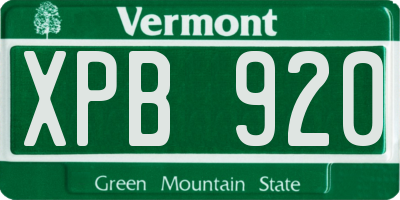 VT license plate XPB920