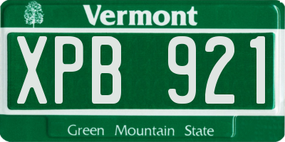 VT license plate XPB921