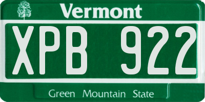 VT license plate XPB922