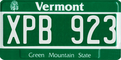 VT license plate XPB923