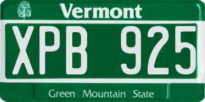 VT license plate XPB925