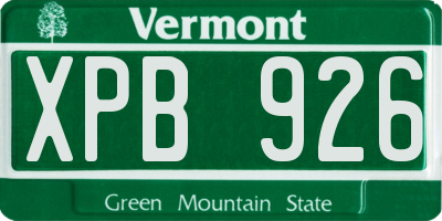 VT license plate XPB926