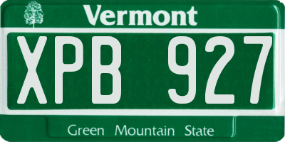 VT license plate XPB927