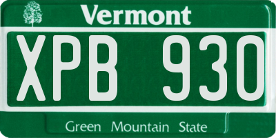 VT license plate XPB930