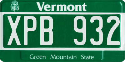 VT license plate XPB932