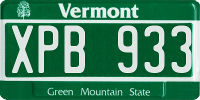 VT license plate XPB933