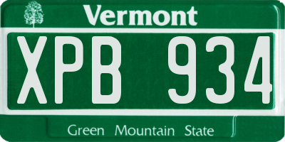 VT license plate XPB934