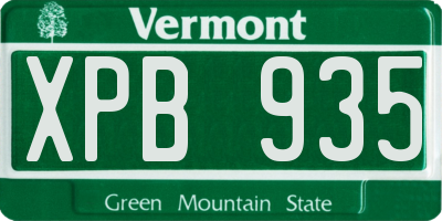 VT license plate XPB935