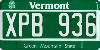 VT license plate XPB936